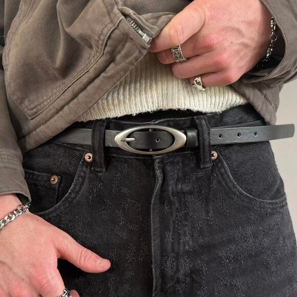 Black Silver Star Studded Belt Unisex Boho American Style 41.5" Long - Picture 7 of 9